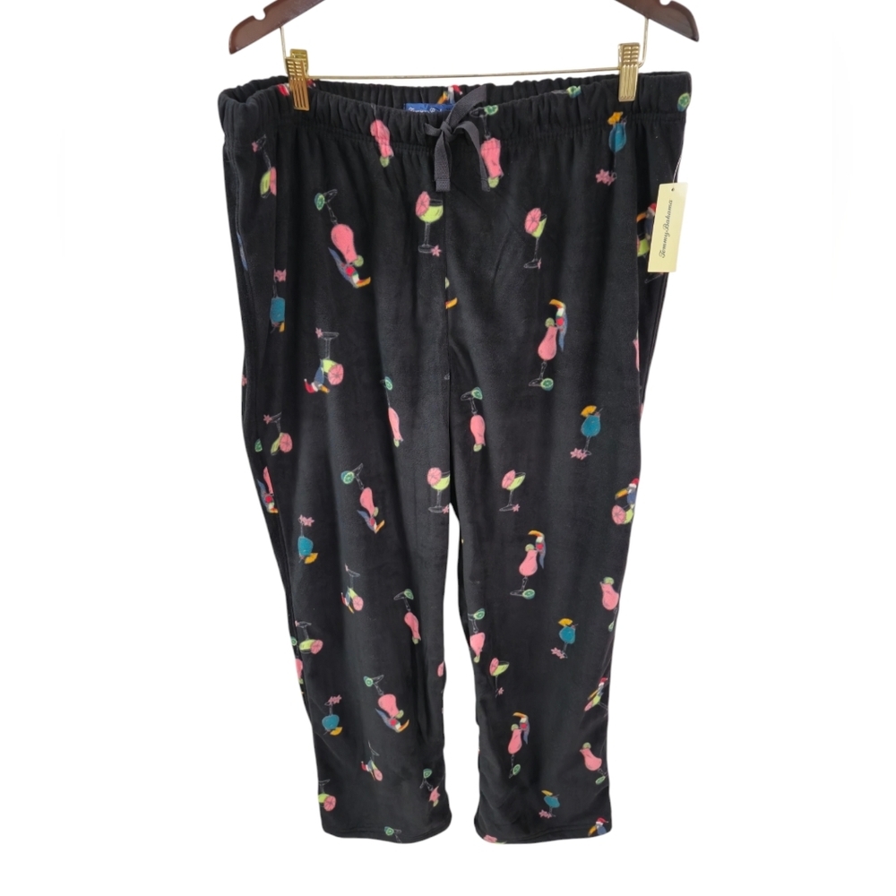 NWT Tommy Bahama Men's Fleece Pants Tropical Toucan Black Size XL - Picture 1 of 16